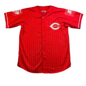 Cincinnati Reds Vintage Starter Jersey Red White Pinstripe Men's XL 1990s
